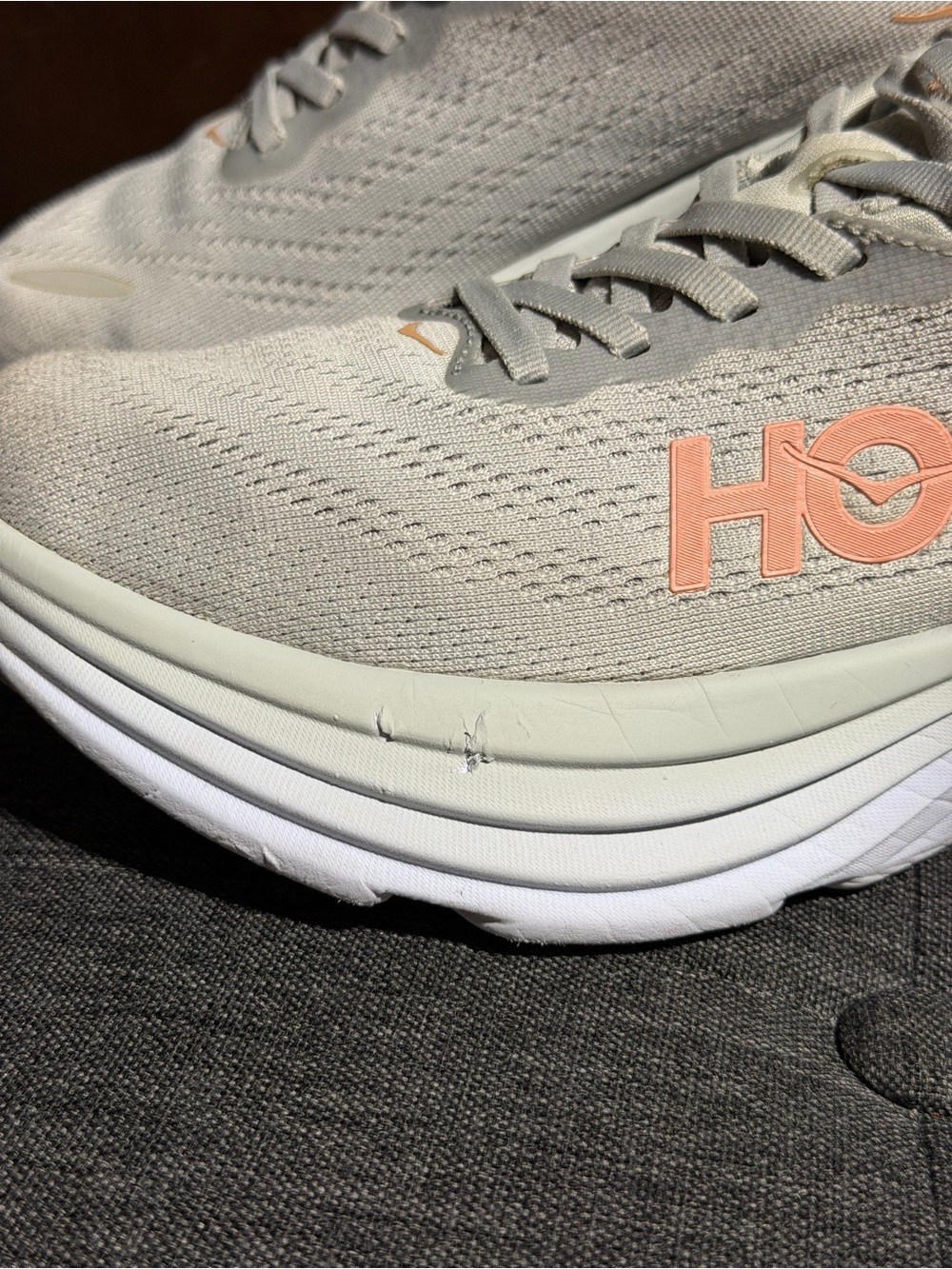 Hoka Women's 7.5B Neutral Trainer in Light Beige with Peach Logo - Picture 5 of 10